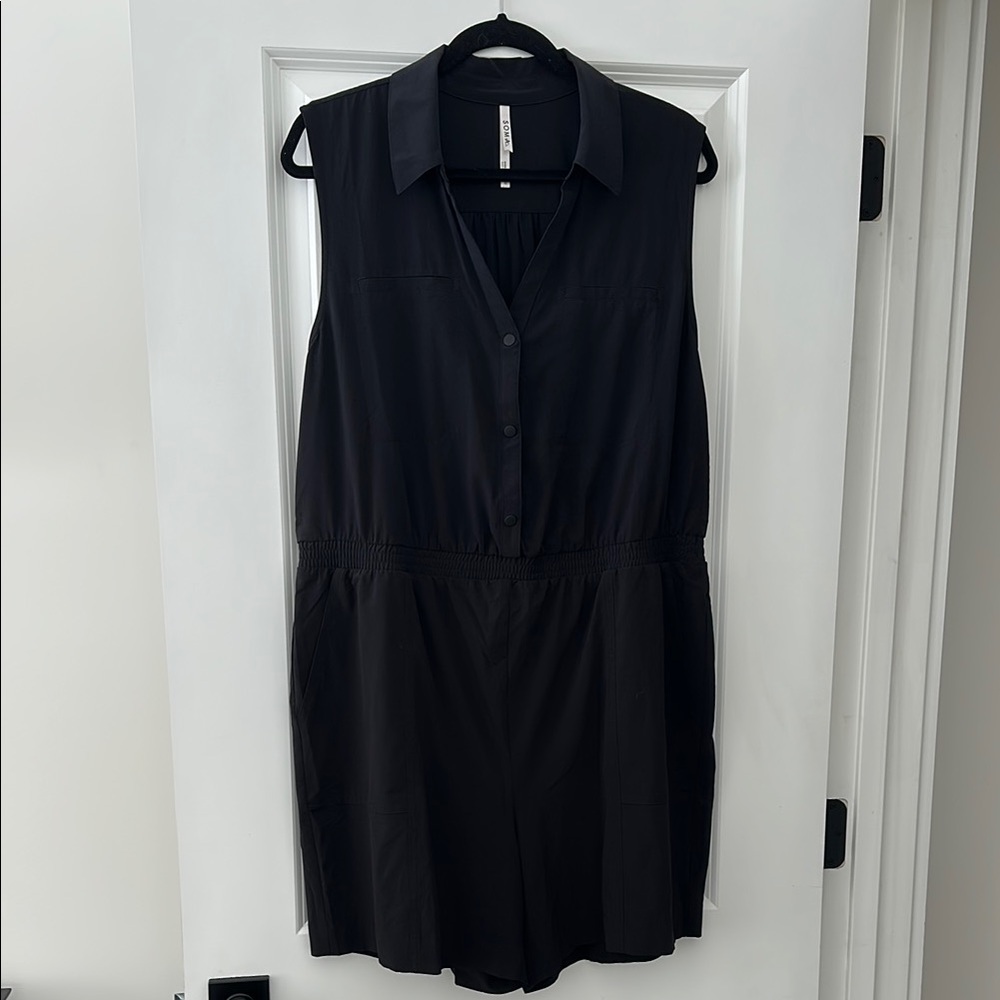 Soma Black Sleeveless Button-Up Romper